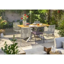 Tuintafel Perpignan - zand/metaal - 75x160x90 cm