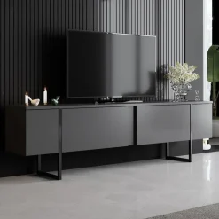 Tv-Meubel Luxe Melamine Antraciet Zwart