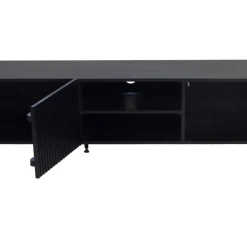 Tv-Meubel Mangohout Zwart - 200x40x50cm - 3-Deurs - Kast Roman