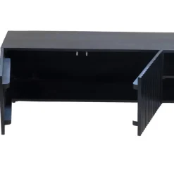 Tv-Meubel Mangohout Zwart - 200x40x50cm - 3-Deurs - Kast Roman