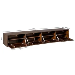 Tv-meubel Zwevend Bruin Hout - 240x35x30cm - Vision