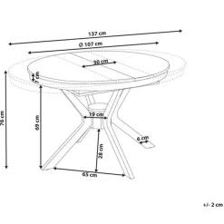 TYMIS - Eettafel - Zwart houtkleur - 110-130x110cm - MDF