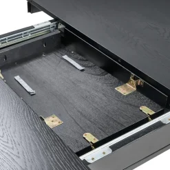 TYMIS - Eettafel - Zwart houtkleur - 110-130x110cm - MDF