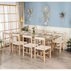 Uitschuifbare rechthoekige eettafel voor 6-8 personen van bruin