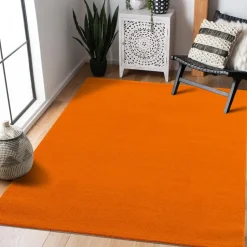 Uni Effen Laagpolig Vloerkleed Modern Oranje - 200x290 CM