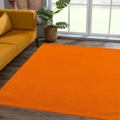 Uni Effen Laagpolig Vloerkleed Modern Oranje - 200x290 CM
