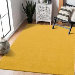 Uni Effen Laagpolig Vloerkleed Modern Geel - 120x170 CM
