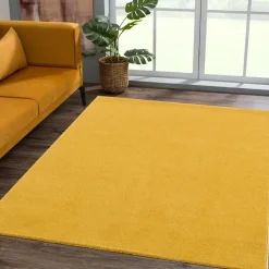 Uni Effen Laagpolig Vloerkleed Modern Geel - 120x170 CM