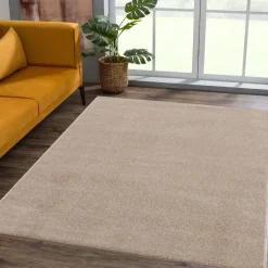 Uni Effen Laagpolig Vloerkleed Modern Beige - 200x290 CM