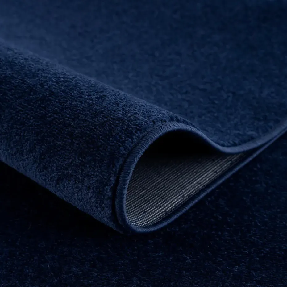 Uni Effen Laagpolig Vloerkleed Modern Donker Blauw Navy - 140x200 CM