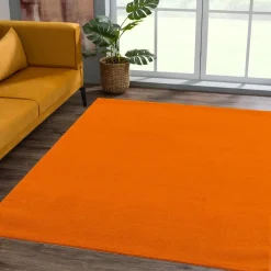 Uni Effen Laagpolig Vloerkleed Modern Oranje - 160x230 CM