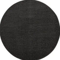 Uni Rond Effen Laagpolig Vloerkleed Modern Donker Grijs - 150 CM ROND