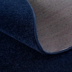 Uni Rond Effen Laagpolig Vloerkleed Modern Donker Blauw Navy - 120 CM ROND