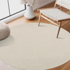 Uni Rond Effen Laagpolig Vloerkleed Modern Creme - 200 CM ROND