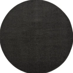 Uni Rond Effen Laagpolig Vloerkleed Modern Donker Grijs - 240 CM ROND