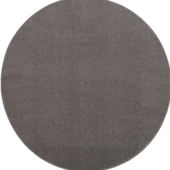 Uni Rond Effen Laagpolig Vloerkleed Modern Grijs - 120 CM ROND