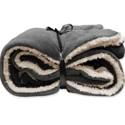 Unique Living - Lars coral fleece/suede plaid 150x200cm dark grey