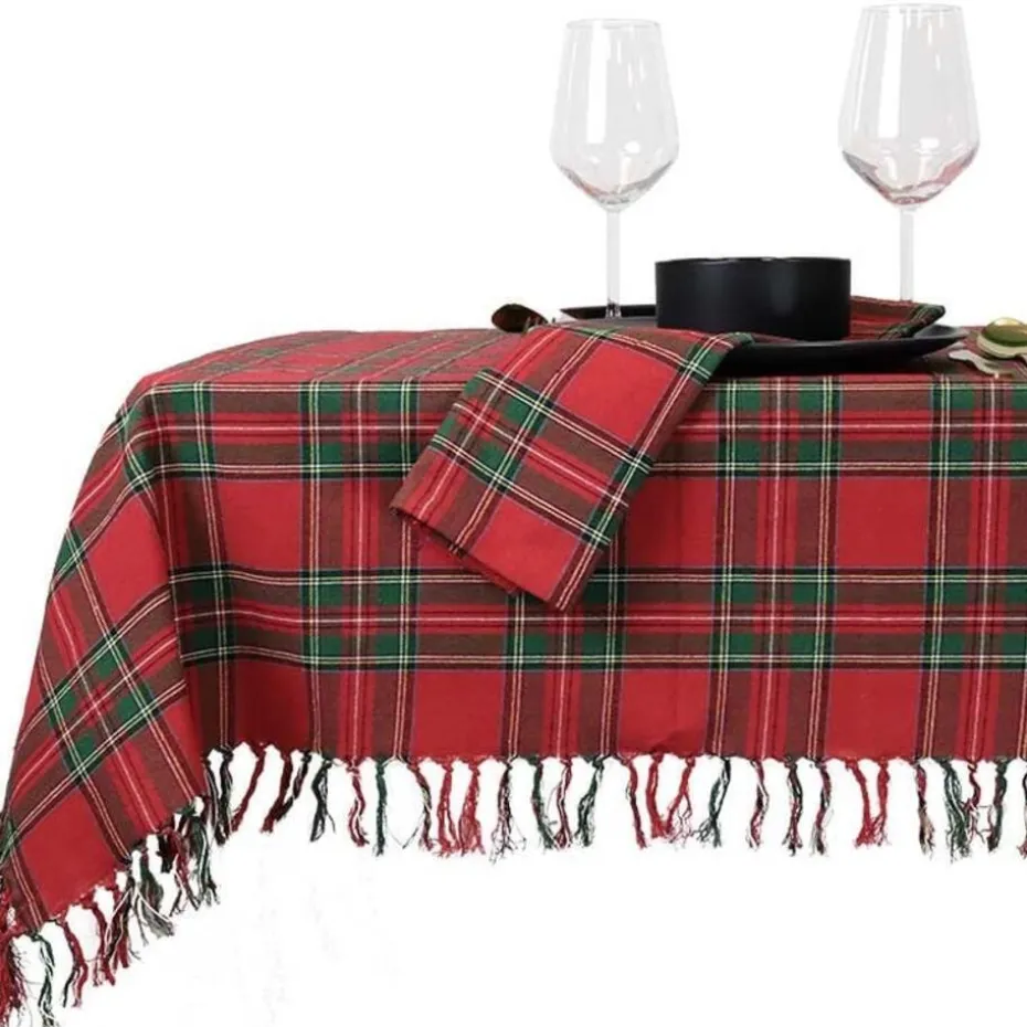 Unique Living - Tafelkleed Xmas Tartan - 150x300cm - Red