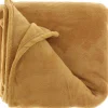 Unique Living Plaid-deken - fleece - mosterd geel - polyester - 130 x 180 cm
