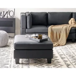 UNSTAD - Hocker - Zwart - Kunstleer