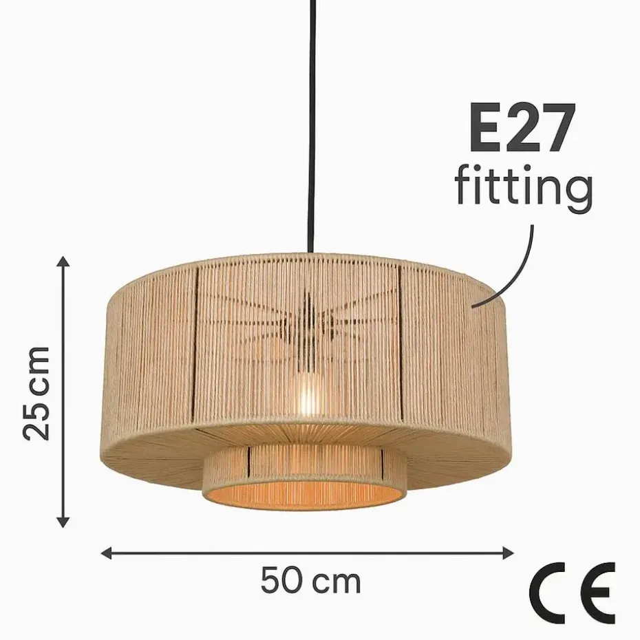 Urban Interiors Hanglamp Drum Ø50x 25cm. jute