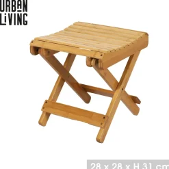 Urban Living Bijzet kruk - Inklapbare kruk - bamboe - 28 x 31 cm