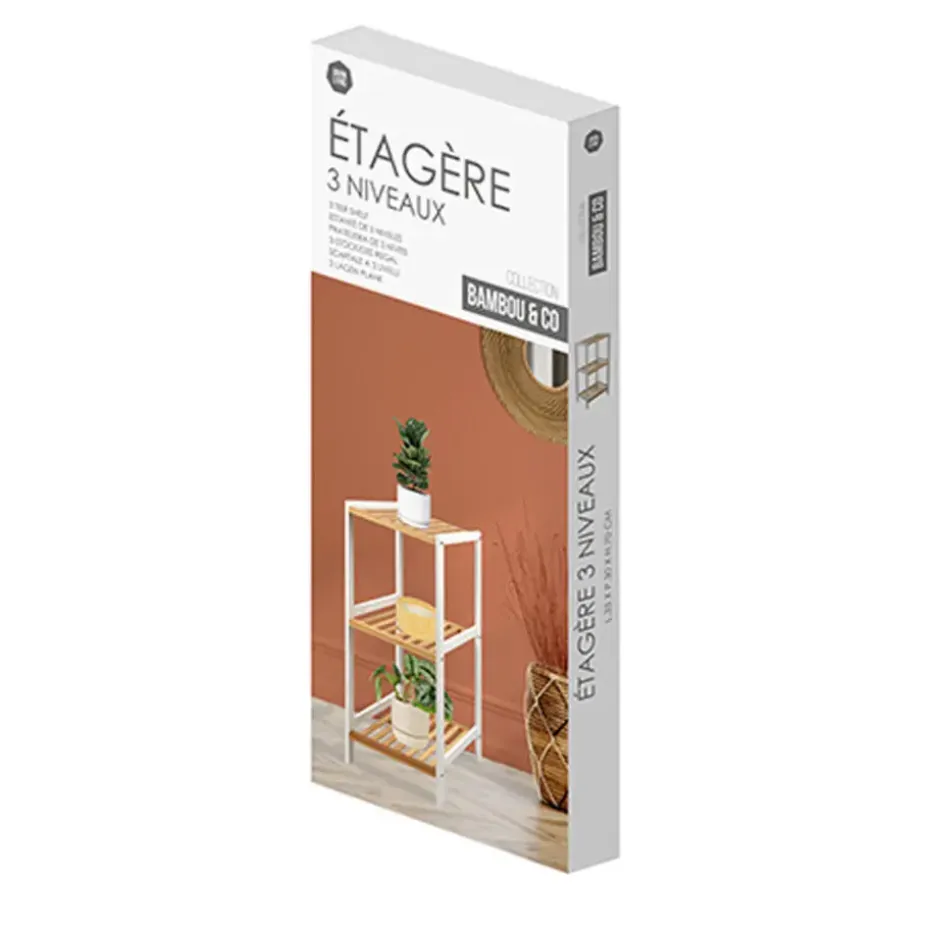 Urban Living Douche/badkamer opberg rekje - bamboe - 3 lagen