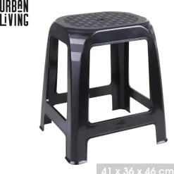 Urban Living opstapje/krukje - kunststof - zwart - 41 x 36 x 46 cm