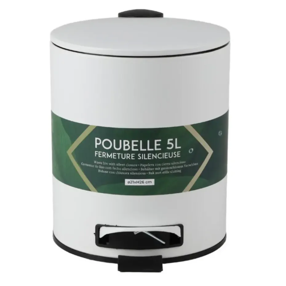 Urban Living Pedaalemmer Toulon - ivoor wit - 5L - metaal