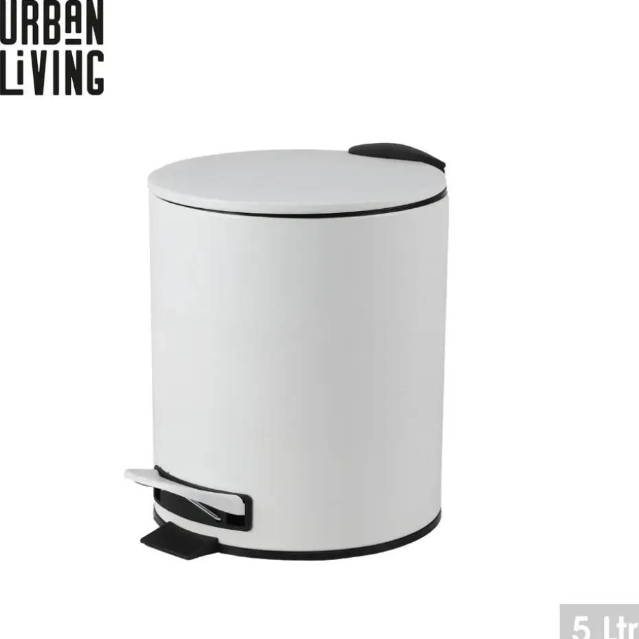 Urban Living Pedaalemmer Toulon - ivoor wit - 5L - metaal