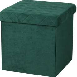 Urban Living poef - hocker - velvet donkergroen - mdf - 38x38 cm
