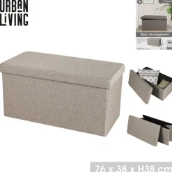 Urban Living poef/hocker/opbergbox - grijs - mdf - 76 x 38 x 38 cm