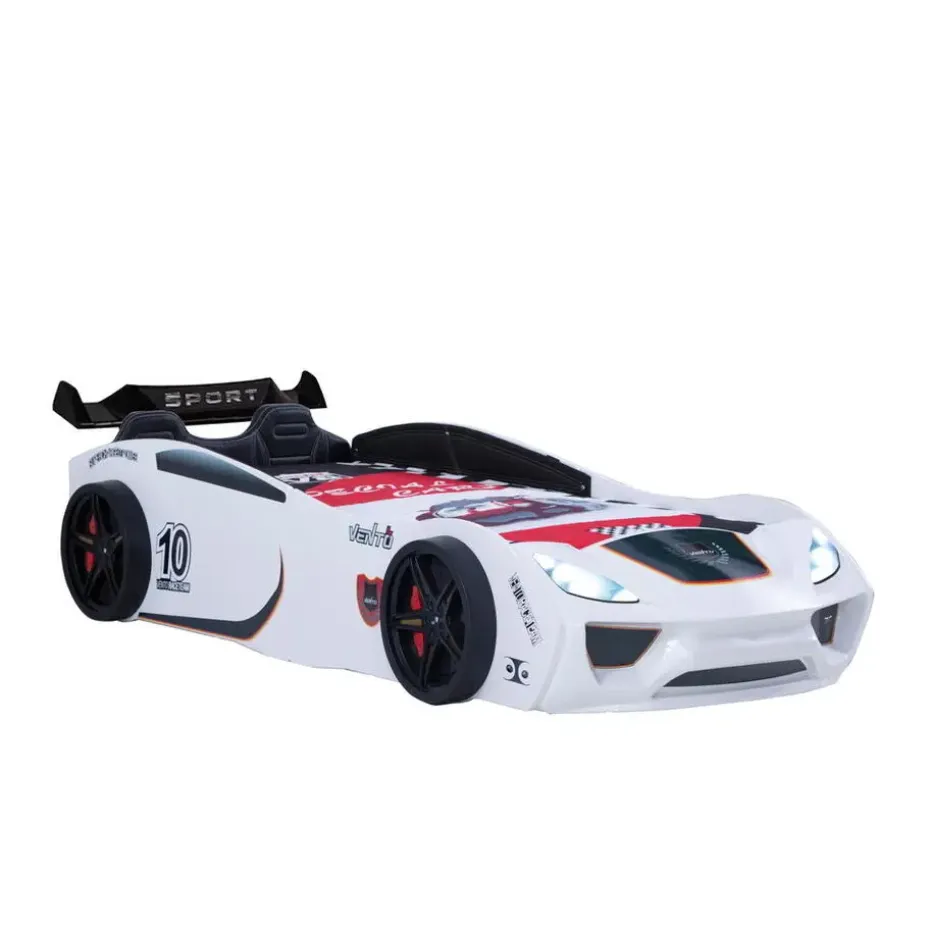 V2 Sport autobed racebed wit met licht en bekleding