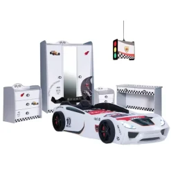 V2 Sport autobed racebed wit met licht en bekleding