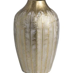 Vaas Flora goudkleur metaal - 46,5xØ28,5 cm