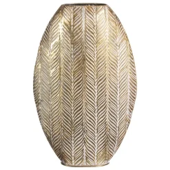 Vaas Tijn - goudkleur - metaal - ovaal - 48,5x32x9,5 cm