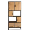 Vakkenkast Naturel Hout/Metaal - 90x45x200cm - Denver