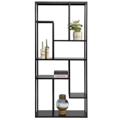 Vakkenkast Stan - zwart - metaal - 188x85x35 cm