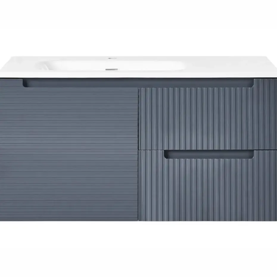 VALA - Wandgemonteerd meubel met wasbak - Grafietgrijs - MDF