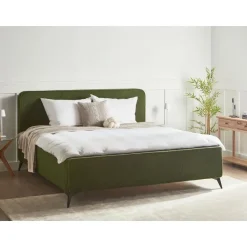 VALOGNES - Bed - Donkergroen - 180 x 200 cm - Bouclé