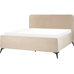VALOGNES - Tweepersoonsbed - Taupe - 160 x 200 cm - Fluweel