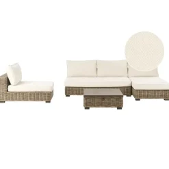 VARALLO - Loungeset 4-zits - Gebroken wit - Linkszijdig - Rotan