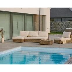 VARALLO - Loungeset 4-zits - Gebroken wit - Linkszijdig - Rotan