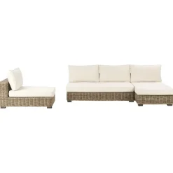 VARALLO - Loungeset 4-zits - Gebroken wit - Linkszijdig - Rotan