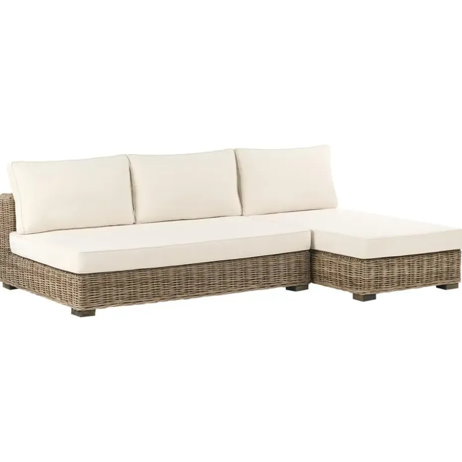 VARALLO - Loungeset 4-zits - Gebroken wit - Linkszijdig - Rotan