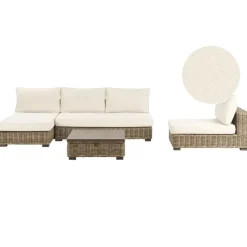 VARALLO - Loungeset 4-zits - Gebroken wit - Rechtszijdig - Rotan