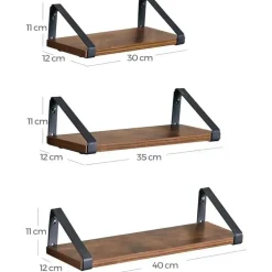 Vasagle - Wandplanken- Set van 3 - 44,2 x 15,6 x 8,2 cm
