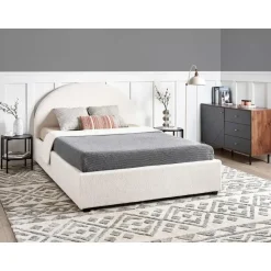 VAUCLUSE - Bed met opbergruimte - Gebroken wit - 140 x 200 cm - Bouclé