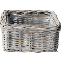 VD Leeden Opbergmand - antiek wit - 30 x 30 x 15 cm - rotan