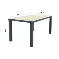 VDG Nola tuintafel 160x90 cm. - Antraciet/Houtlook